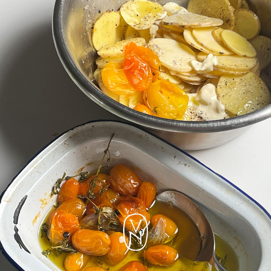 Potatisgratäng med confiterade tomater och tapenade av Jesper Sjödahl