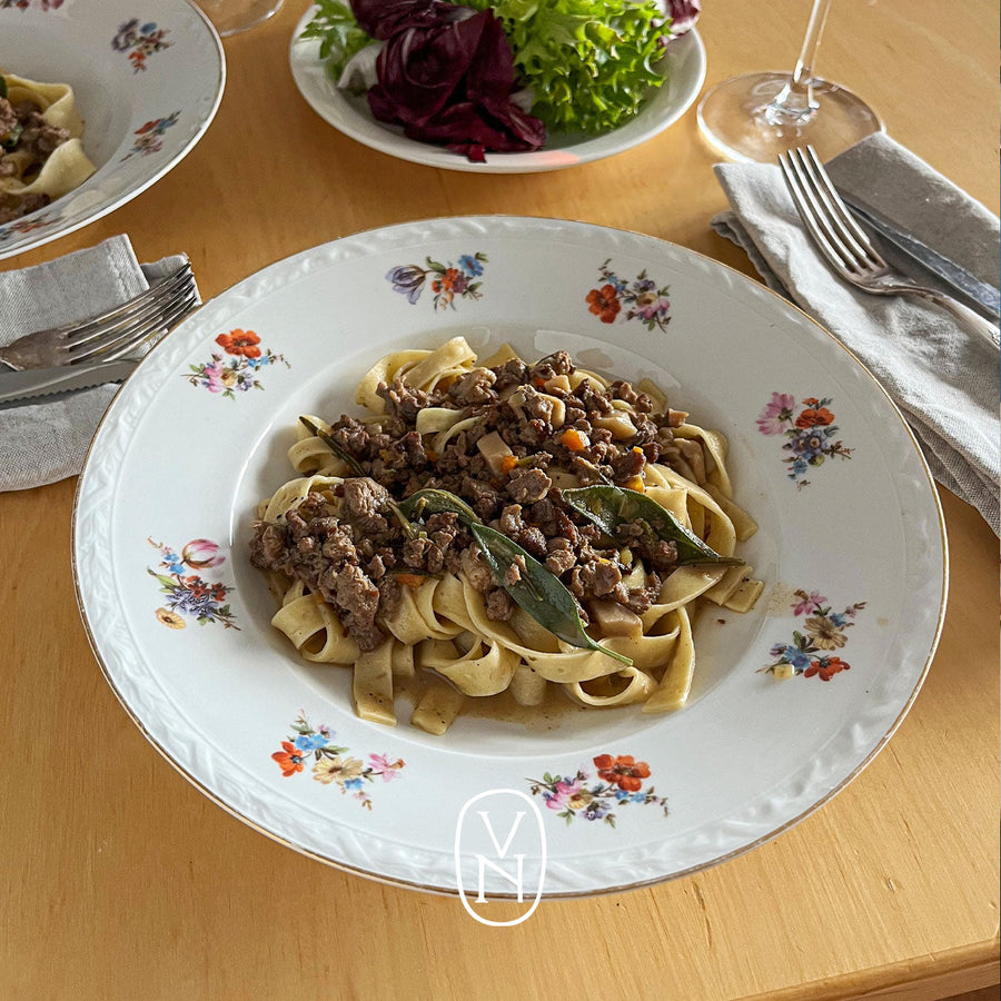 Tagliatelle med vit dovhjortsragu och karljohansvamp av Rizwan Qadery